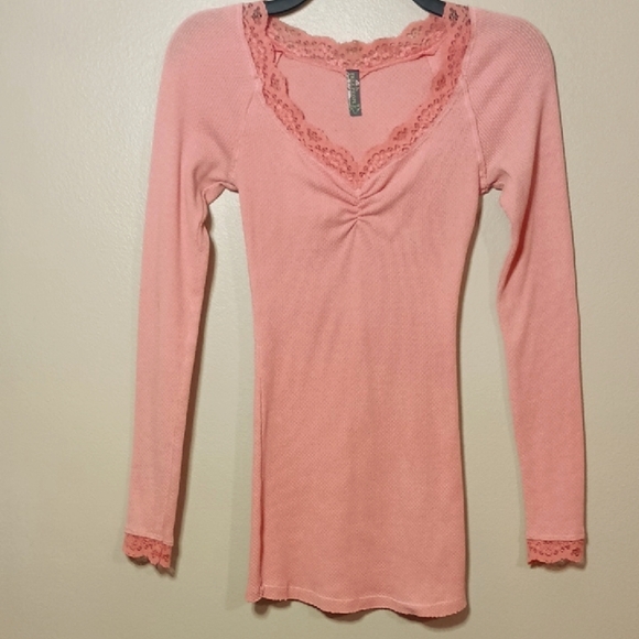 Free People Coral Lace Long Sleeve Thermal - Picture 1 of 7